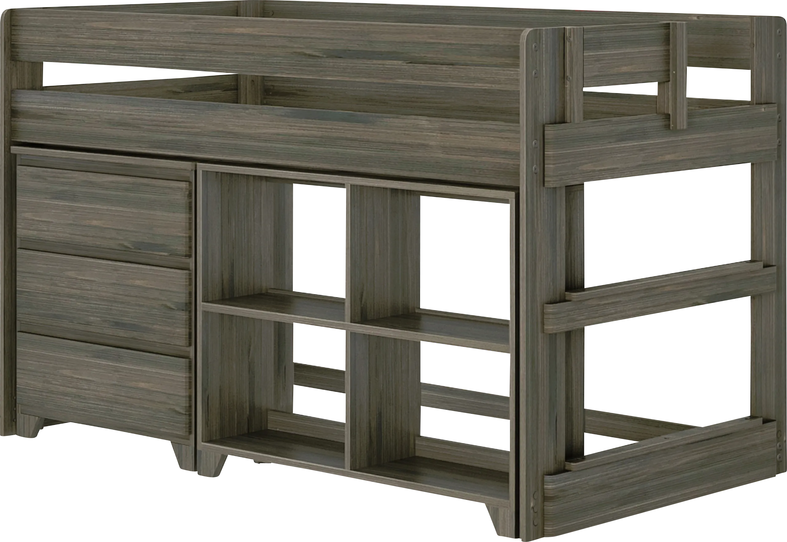 Kids Eliska II Brown Twin Loft Bed with Dresser & Bookcase - Thumbnail - Image 1