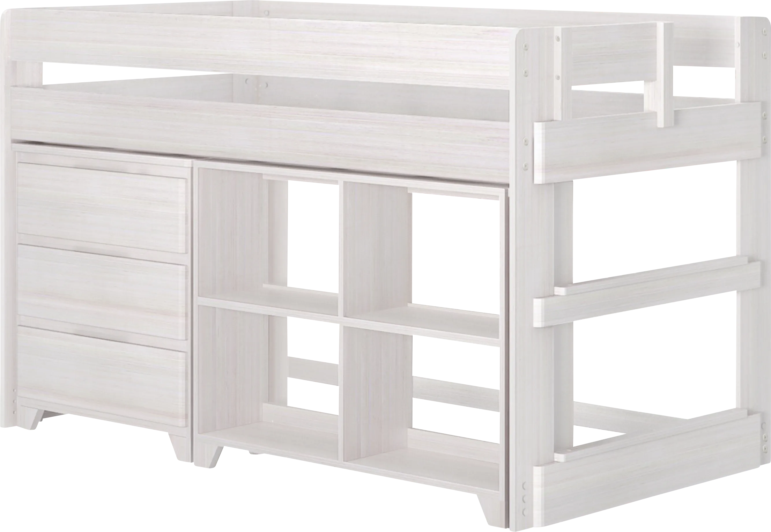 Kids Eliska II White Twin Loft Bed with Dresser & Bookcase - Thumbnail - Image 1