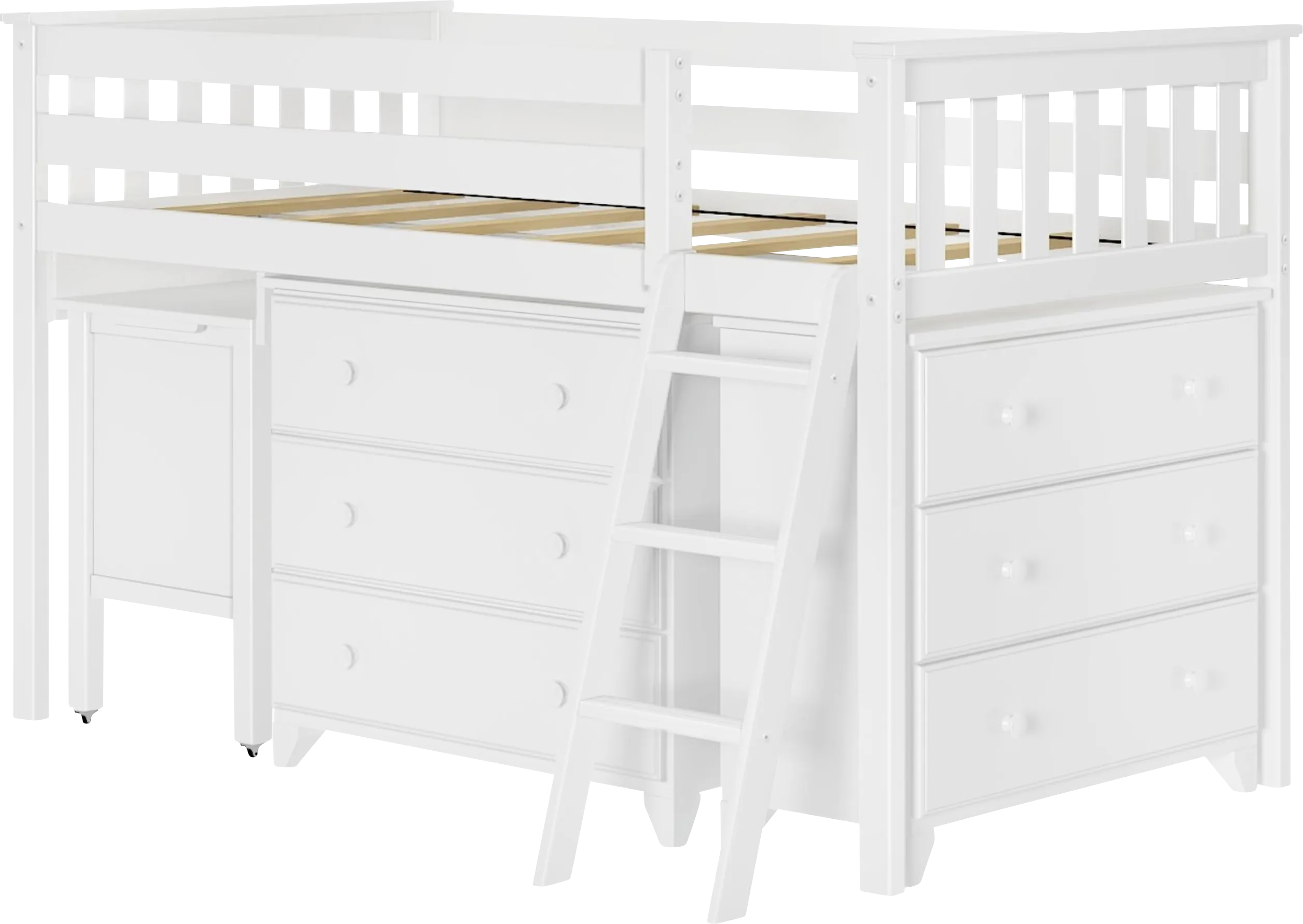 Kids Irenka I White Twin Loft Bed with Pull-Out Desk & Dresser - Thumbnail - Image 1