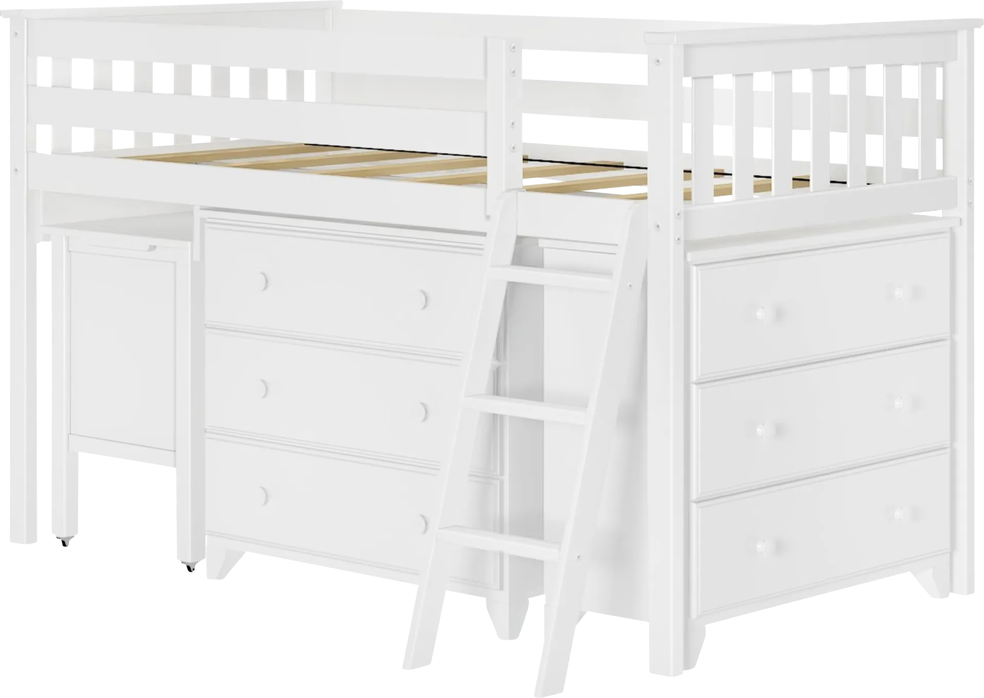 Kids Irenka I White Twin Loft Bed with Pull-Out Desk & Dresser - Image 1