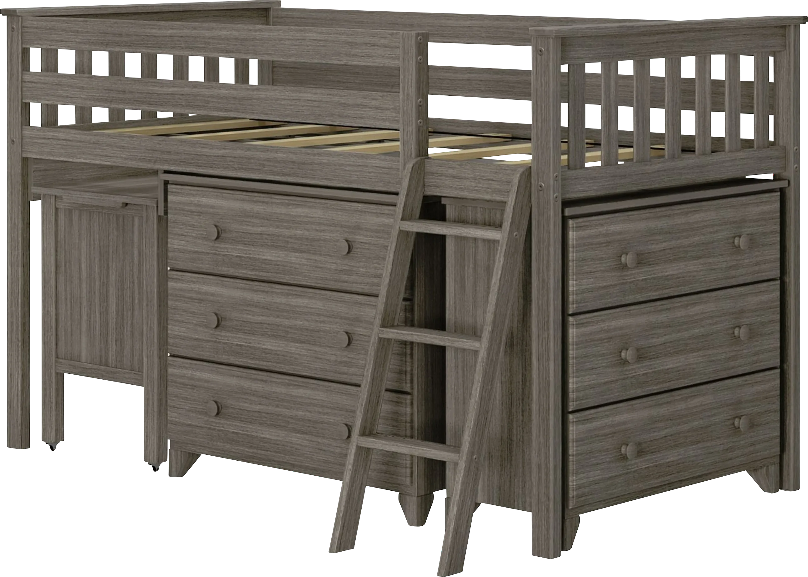 Kids Irenka I Brown Twin Loft Bed with Pull-Out Desk & Dresser - Thumbnail - Image 1