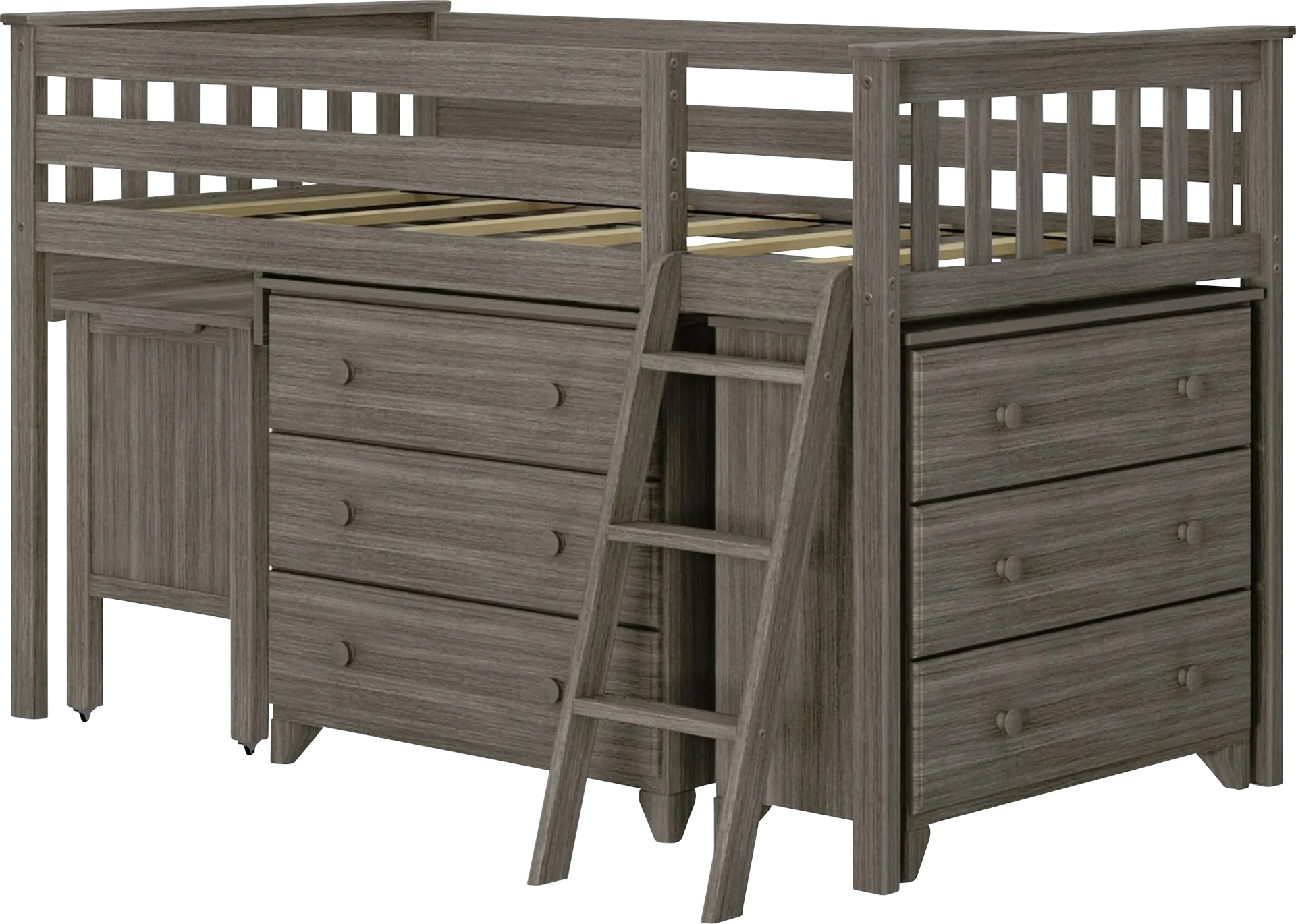 Kids Irenka I Brown Twin Loft Bed with Pull-Out Desk & Dresser - Image 1
