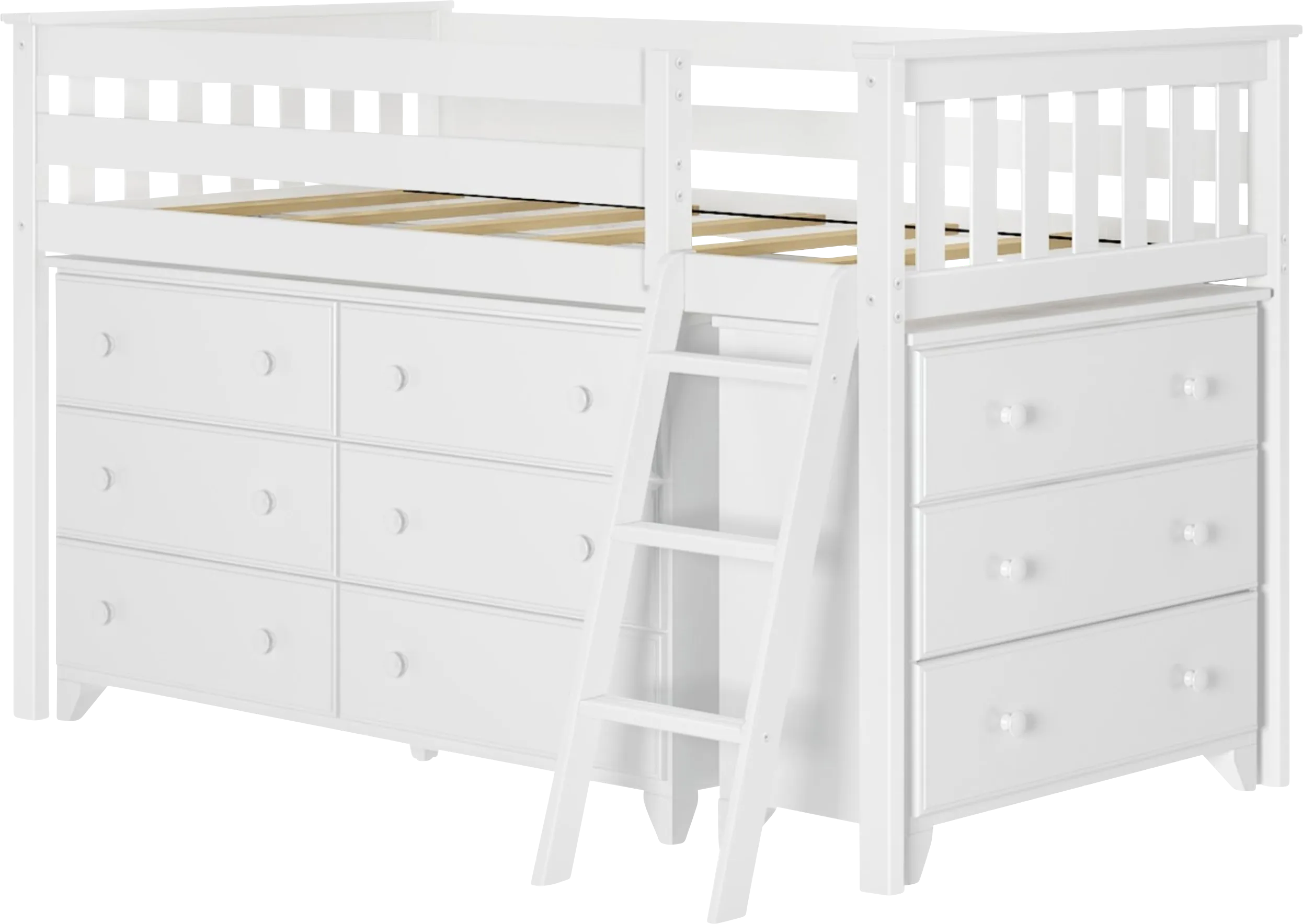 Kids Irenka II White Twin Loft Bed with Dresser - Thumbnail - Image 1