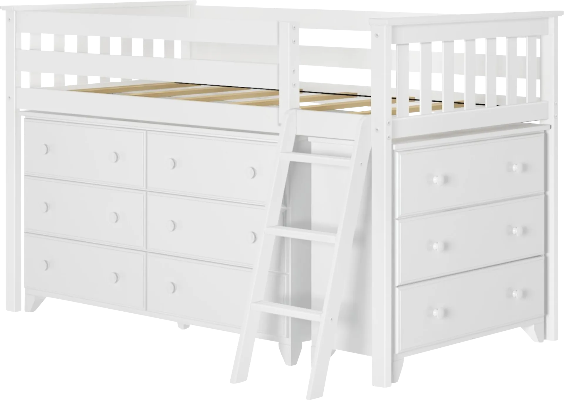 Kids Irenka II White Twin Loft Bed with Dresser - Image 1