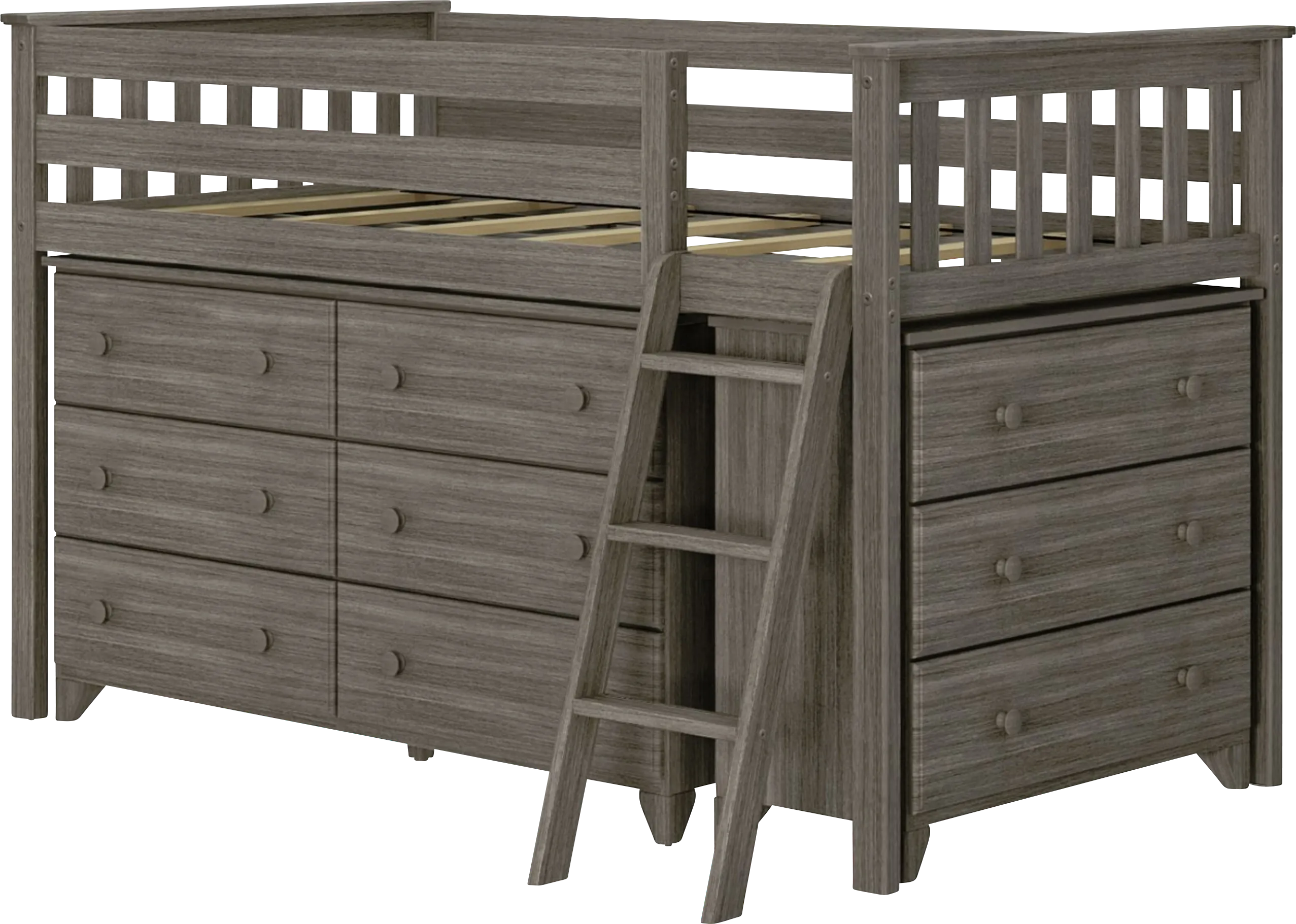 Kids Irenka II Brown Twin Loft Bed with Dresser - Thumbnail - Image 1