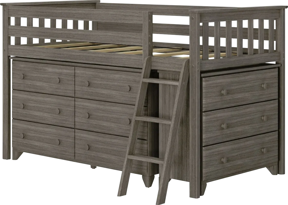 Kids Irenka II Brown Twin Loft Bed with Dresser