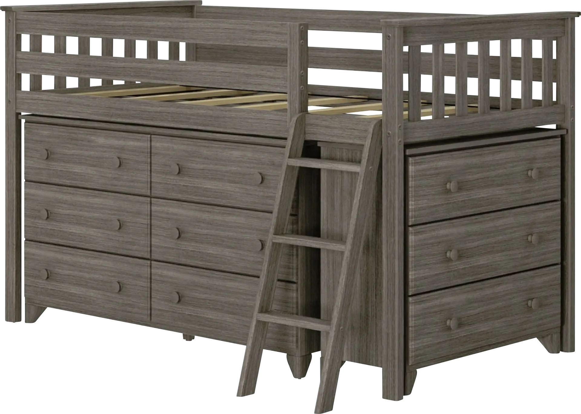 Kids Irenka II Brown Twin Loft Bed with Dresser