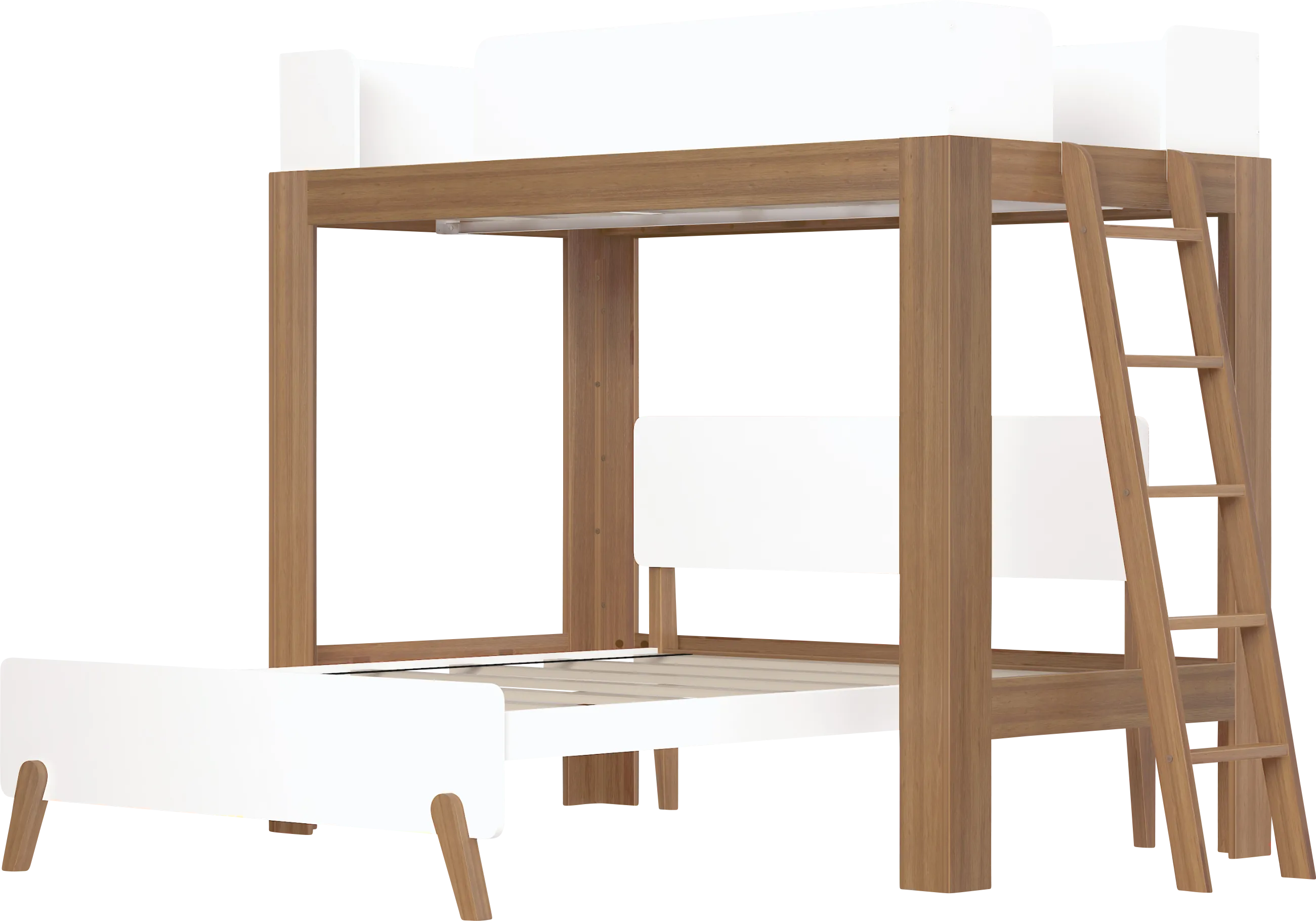 Kids Zuzana II Pecan White Twin/Full Bunk Bed - Thumbnail - Image 1