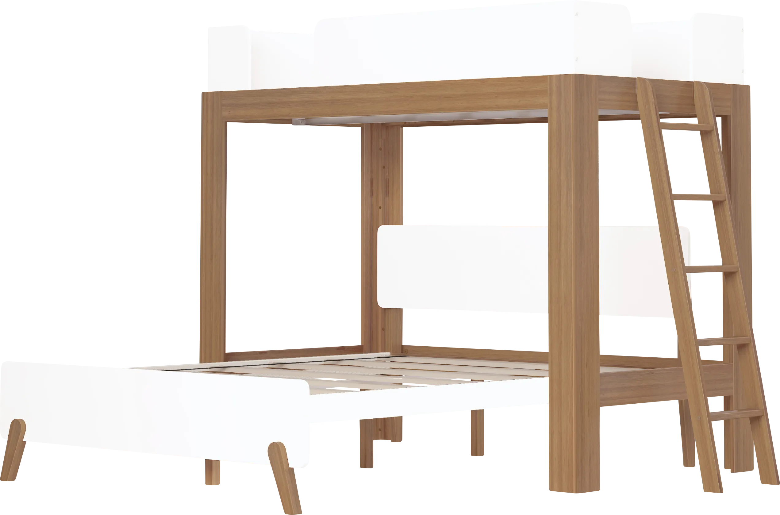 Kids Zuzana III Pecan White Twin/Queen Bunk Bed - Thumbnail - Image 1