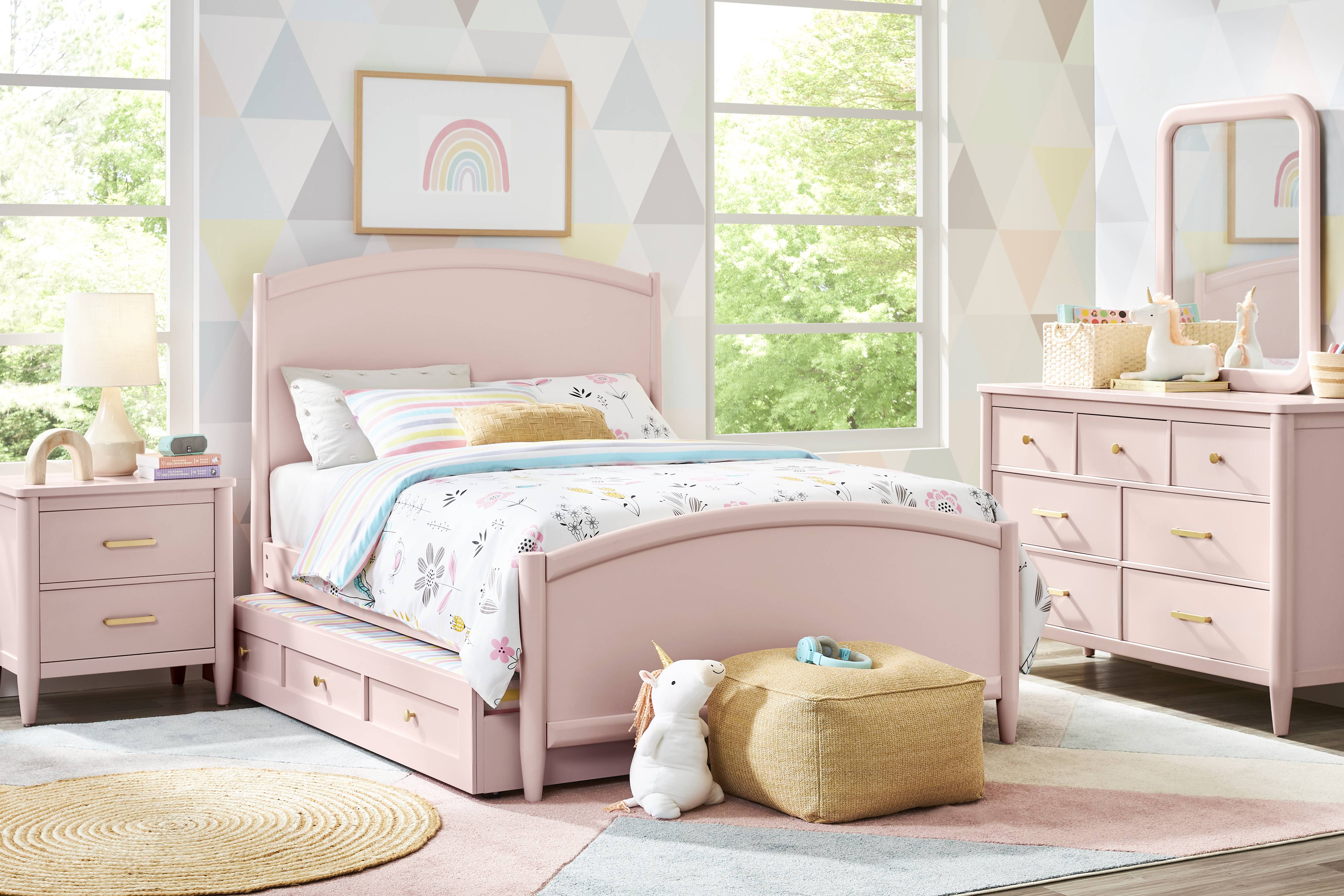 Kids Modern Colors Pink Full Panel Bed - Thumbnail - Image 2