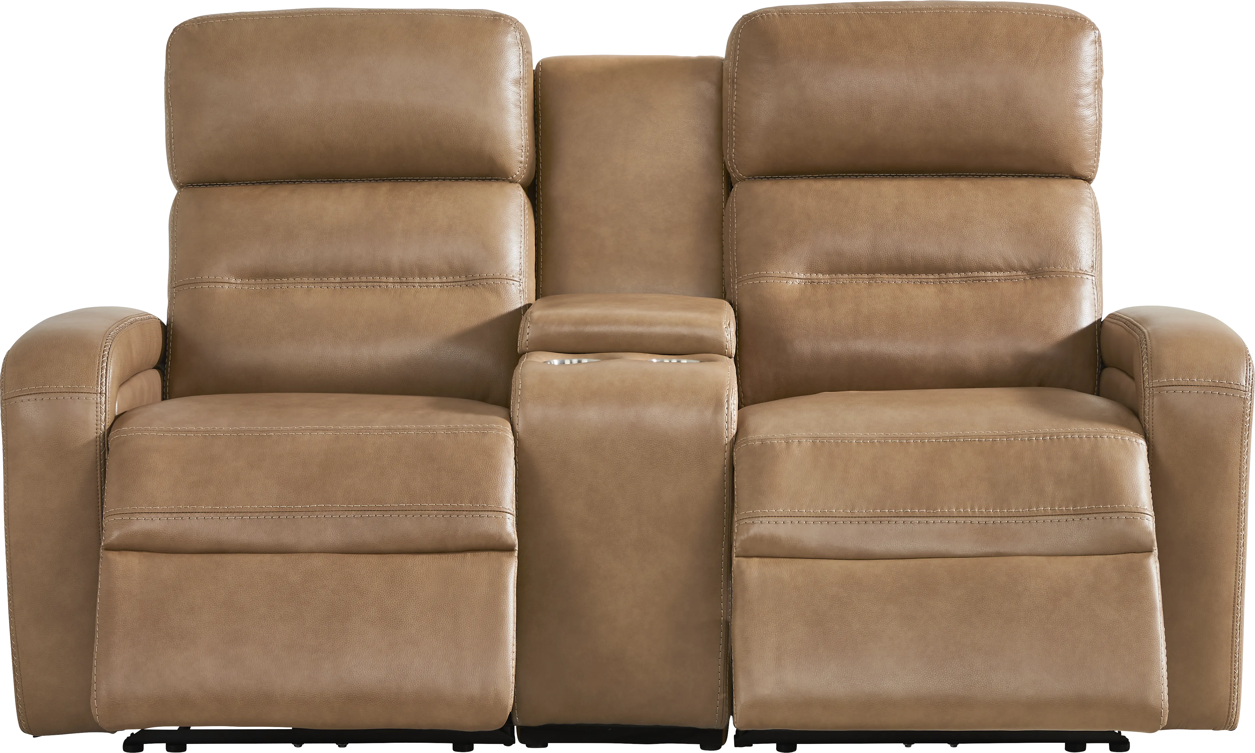 Sierra Madre Saddle Leather Dual Power Reclining Console Loveseat - Thumbnail - Image 1