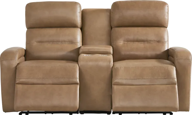 Sierra Madre Saddle Leather Dual Power Reclining Console Loveseat