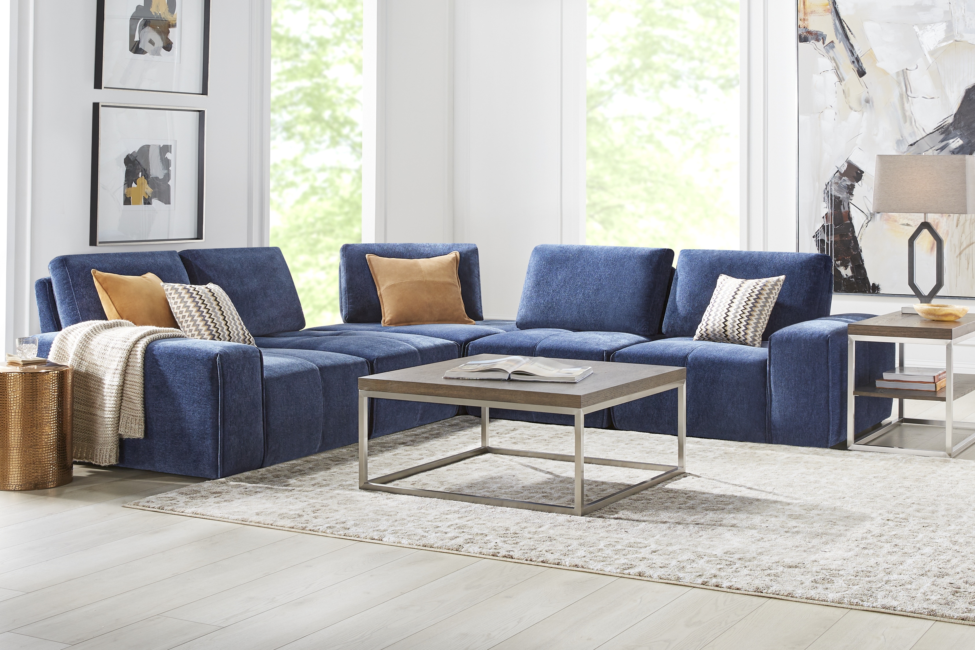 Laney Blue 5 Pc Sectional - Thumbnail - Image 2