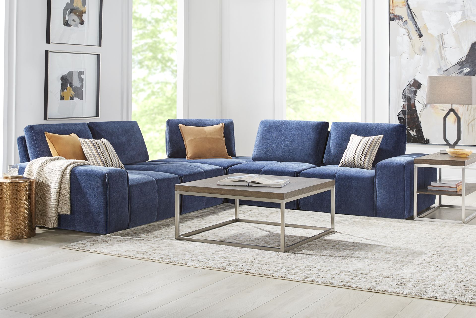 Laney Blue 5 Pc Sectional - Image 2
