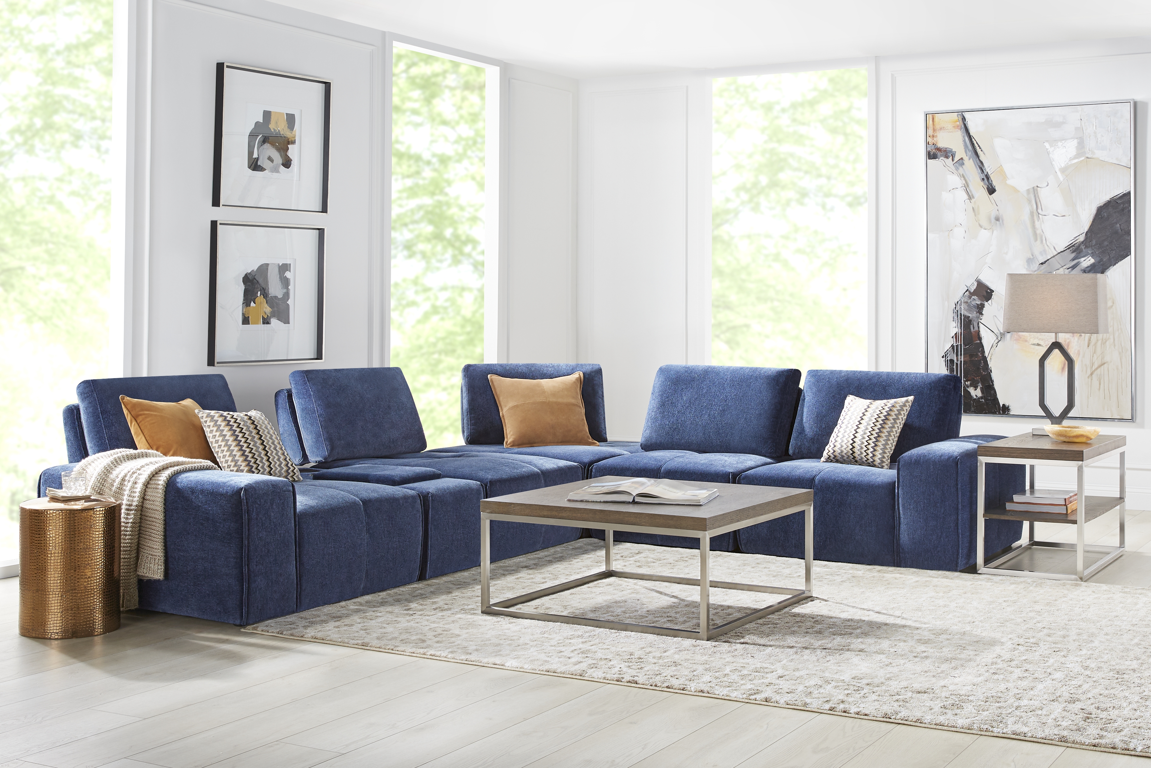 Laney Blue 6 Pc Sectional - Thumbnail - Image 2