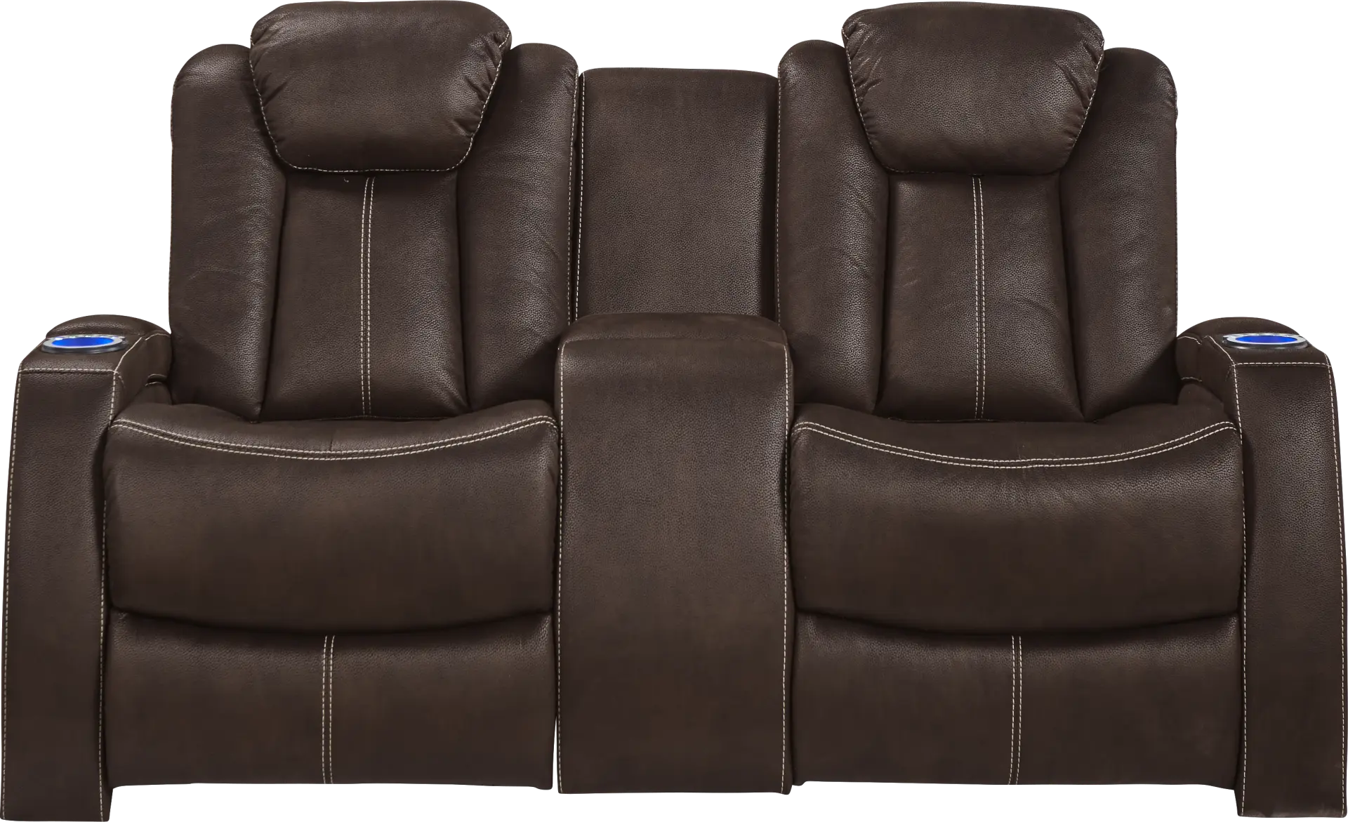 Crestline Brown Dual Power Reclining Console Loveseat