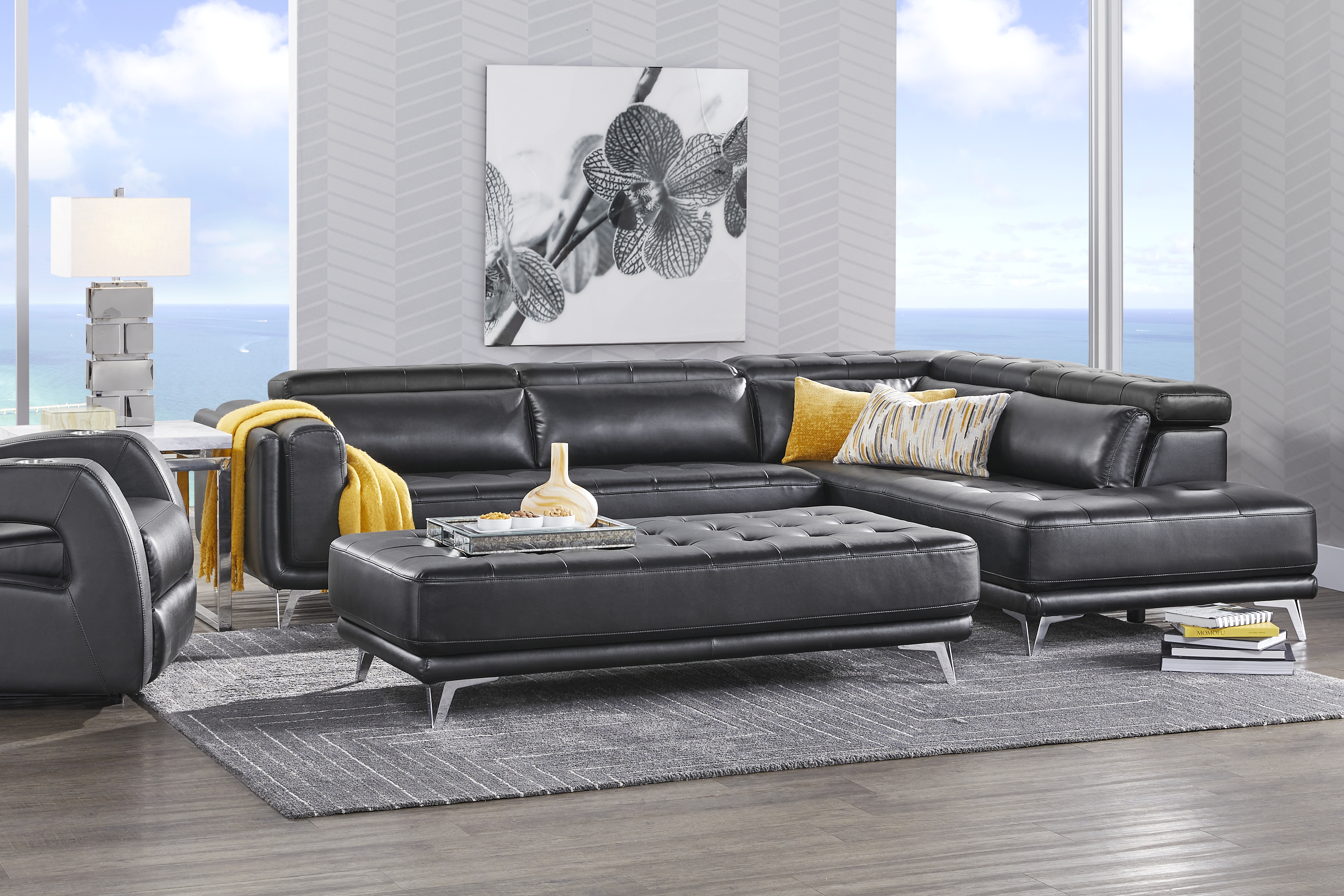 Hudson Heights Black 6 Pc Sectional Living Room - Thumbnail - Image 1