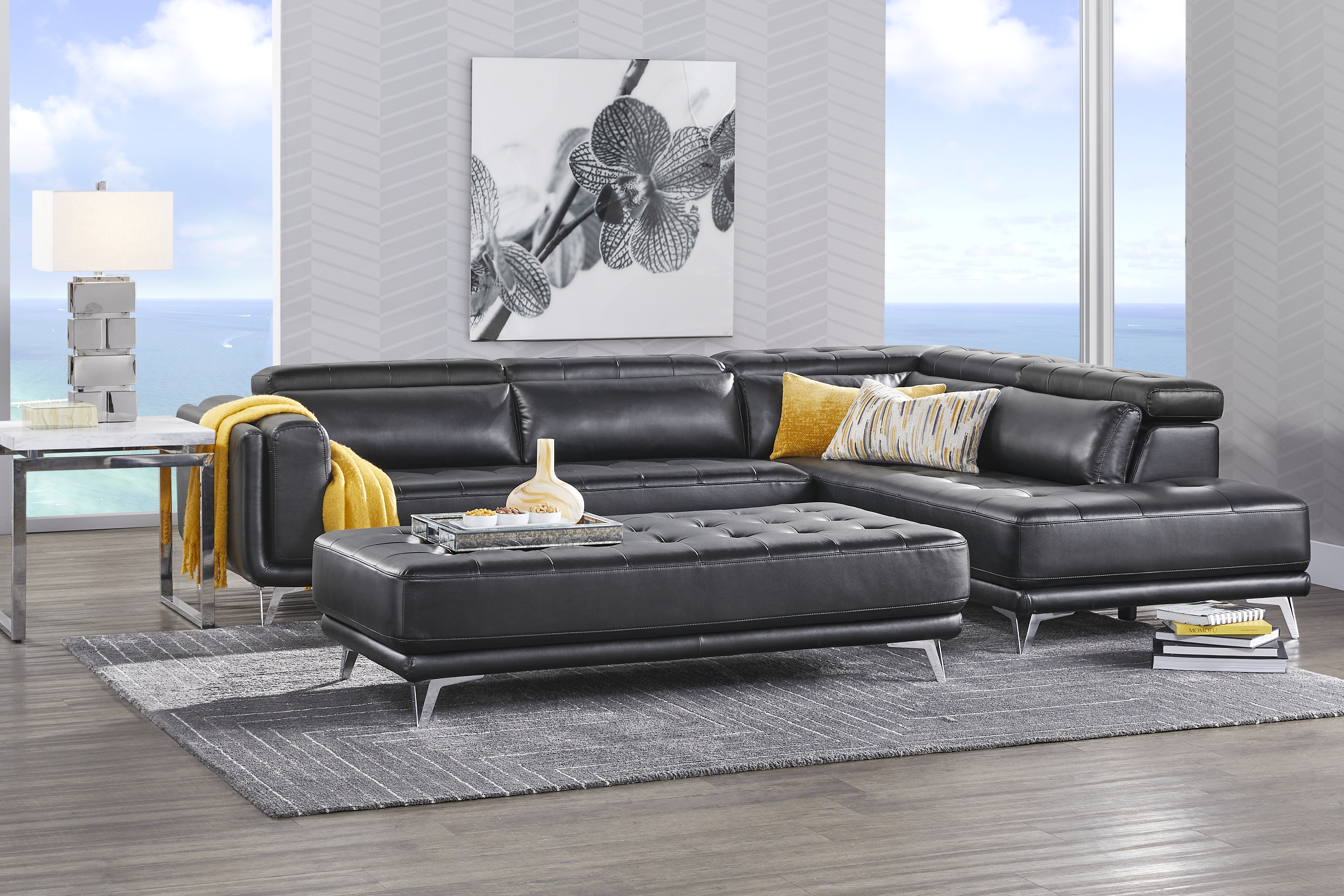 Hudson Heights Black 5 Pc Sectional Living Room - Thumbnail - Image 1
