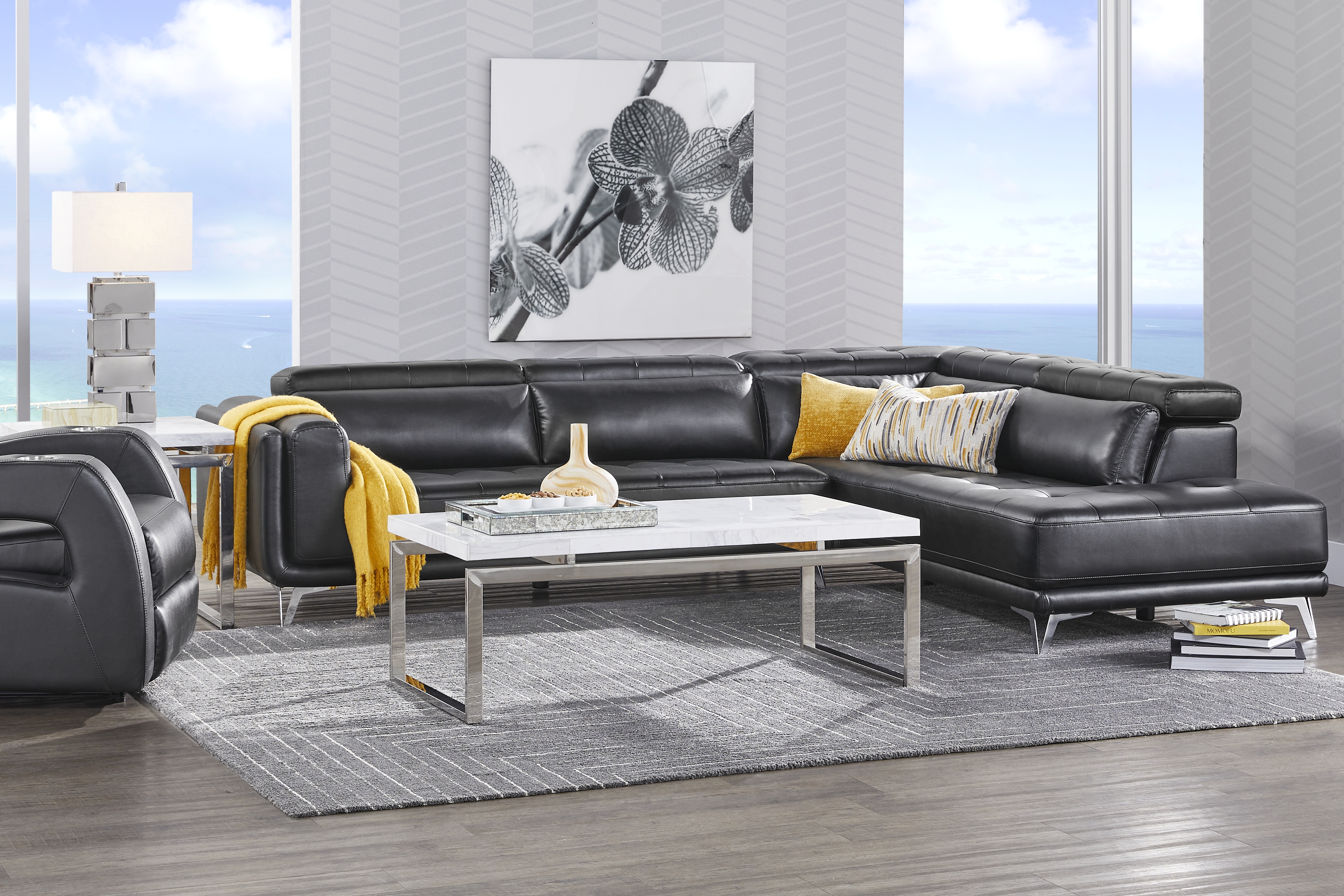 Hudson Heights Black 6 Pc Sectional Living Room - Thumbnail - Image 1