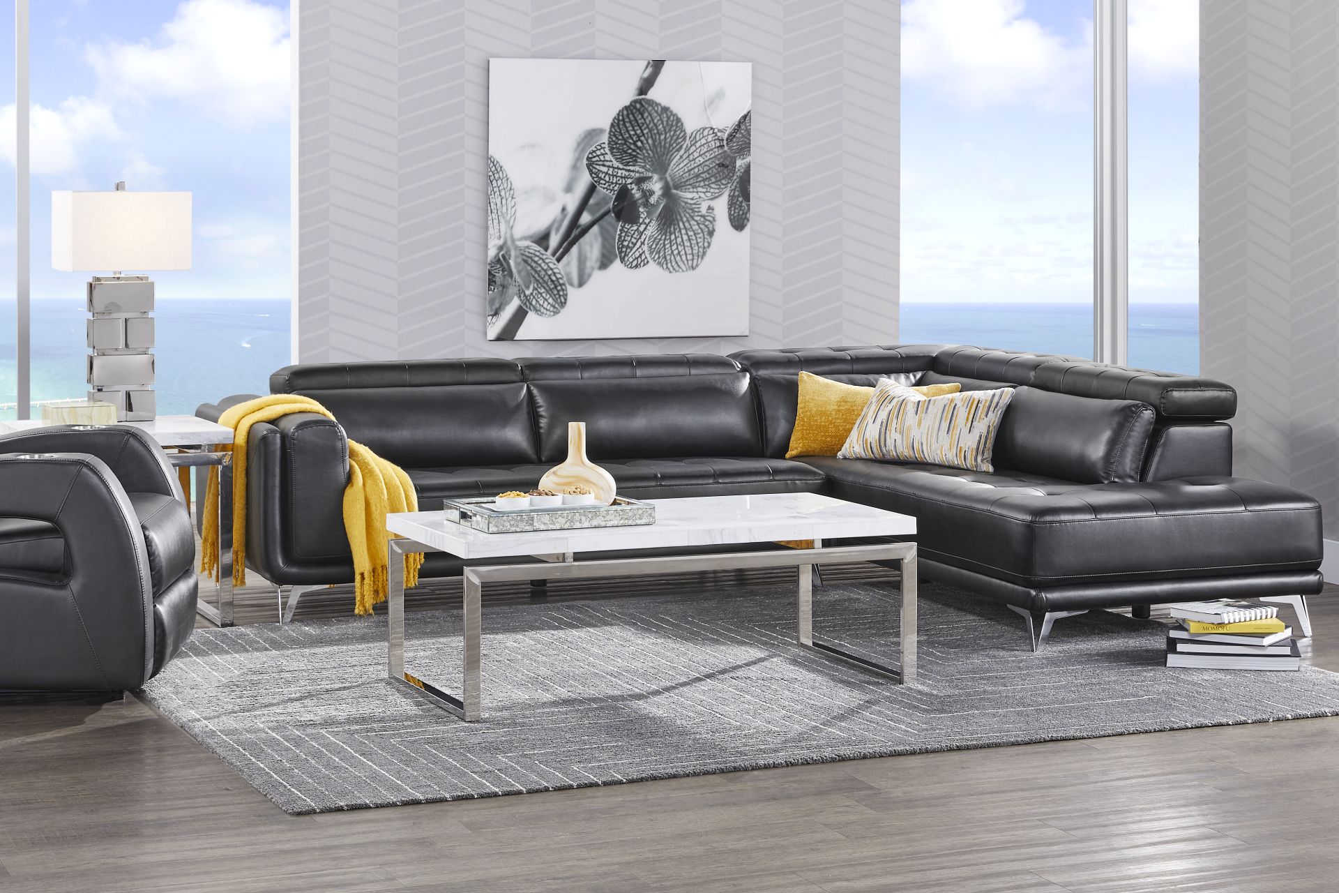 Hudson Heights Black 6 Pc Sectional Living Room - Image 1