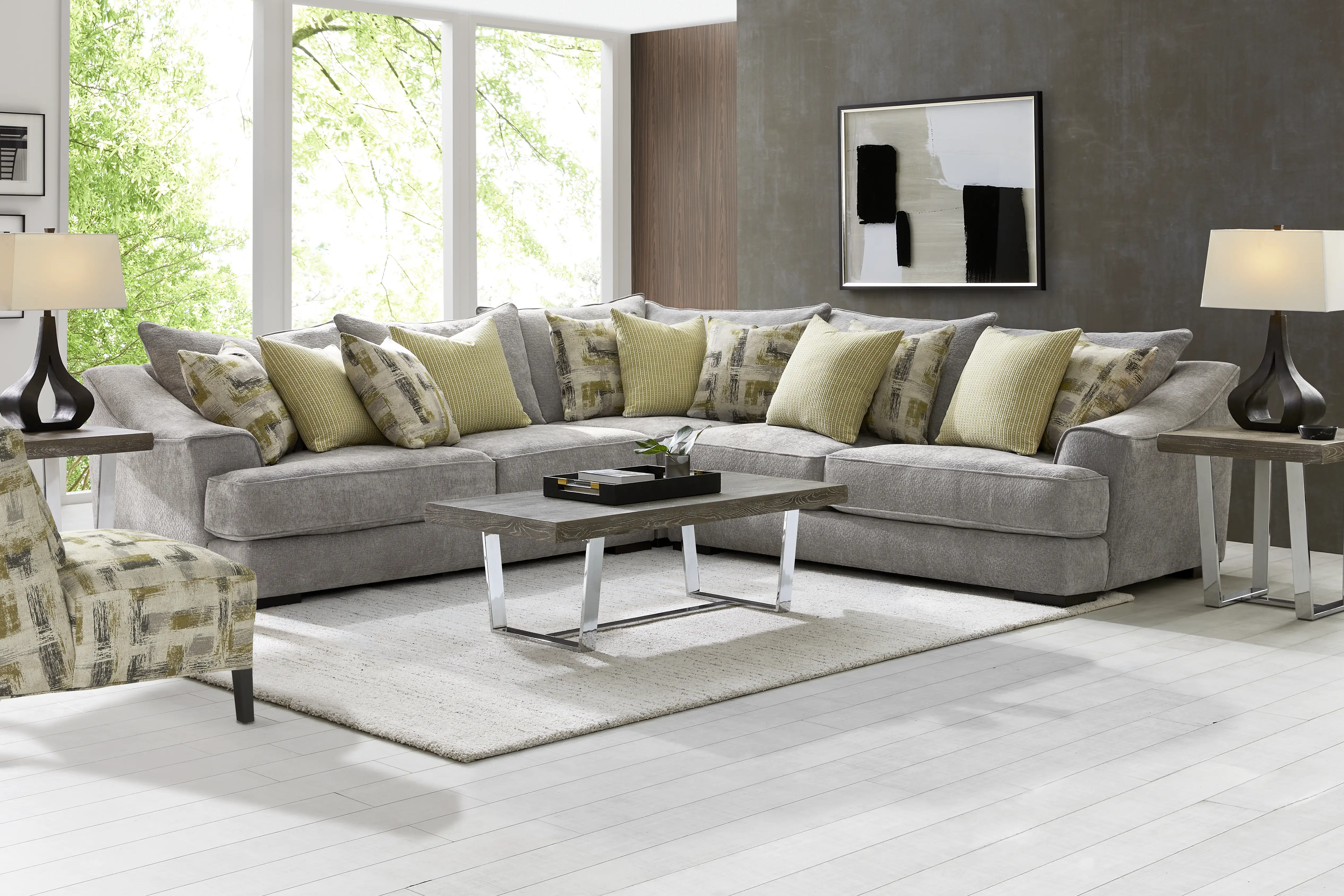 Kinley Gray 6 Pc Sectional Living Room - Thumbnail - Image 1