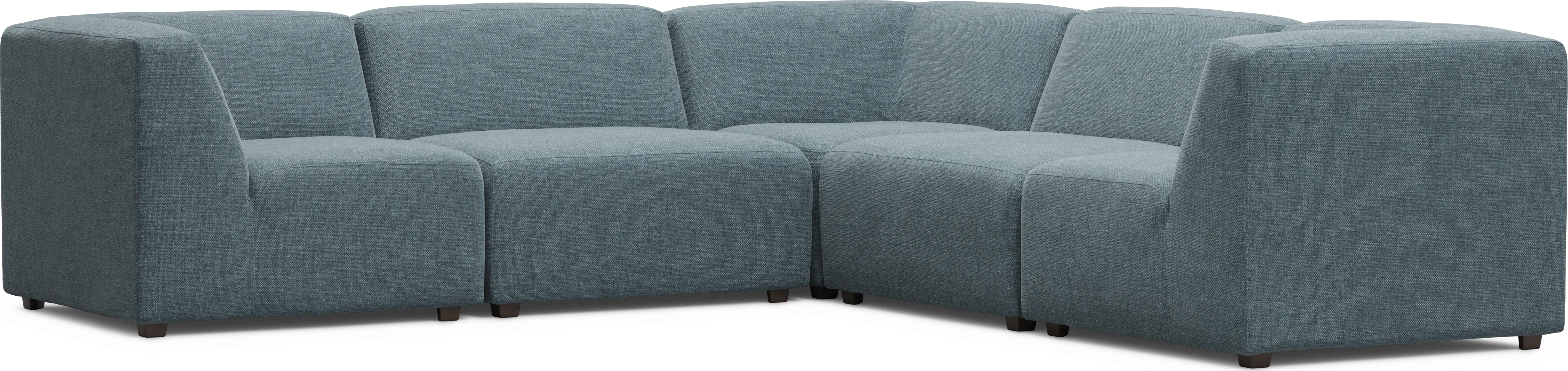 Calay 5 Pc Outdoor Sectional with Teal Slipcovers - Thumbnail - Image 1