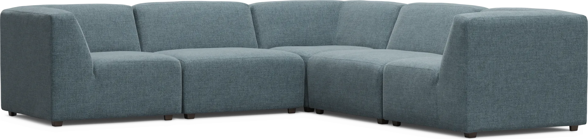 Calay 5 Pc Outdoor Sectional with Teal Slipcovers - Image 1