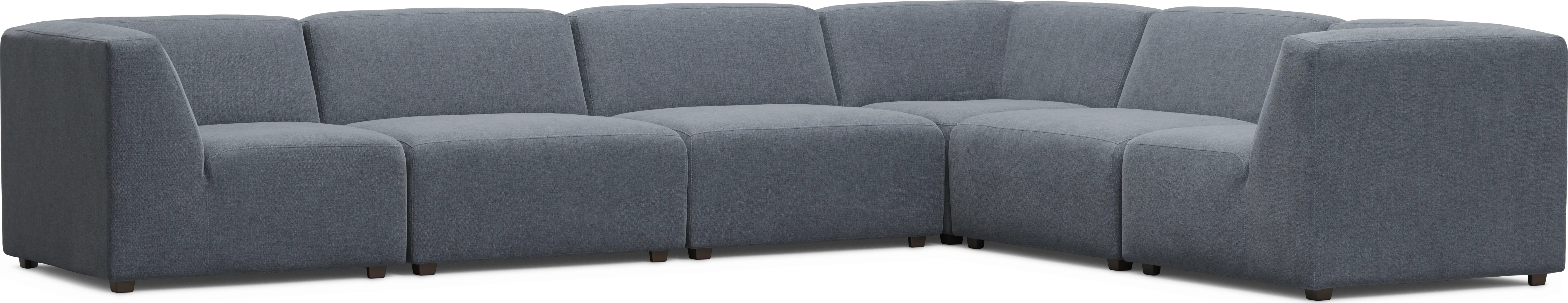 Calay 6 Pc Outdoor Sectional with Denim Slipcovers - Thumbnail - Image 1