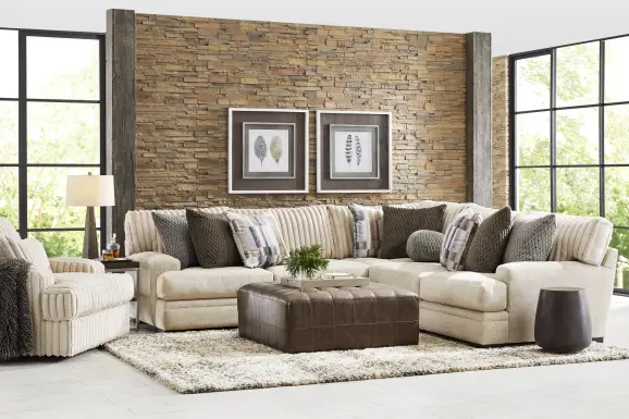 Hudson Street Beige 3 Pc Sectional