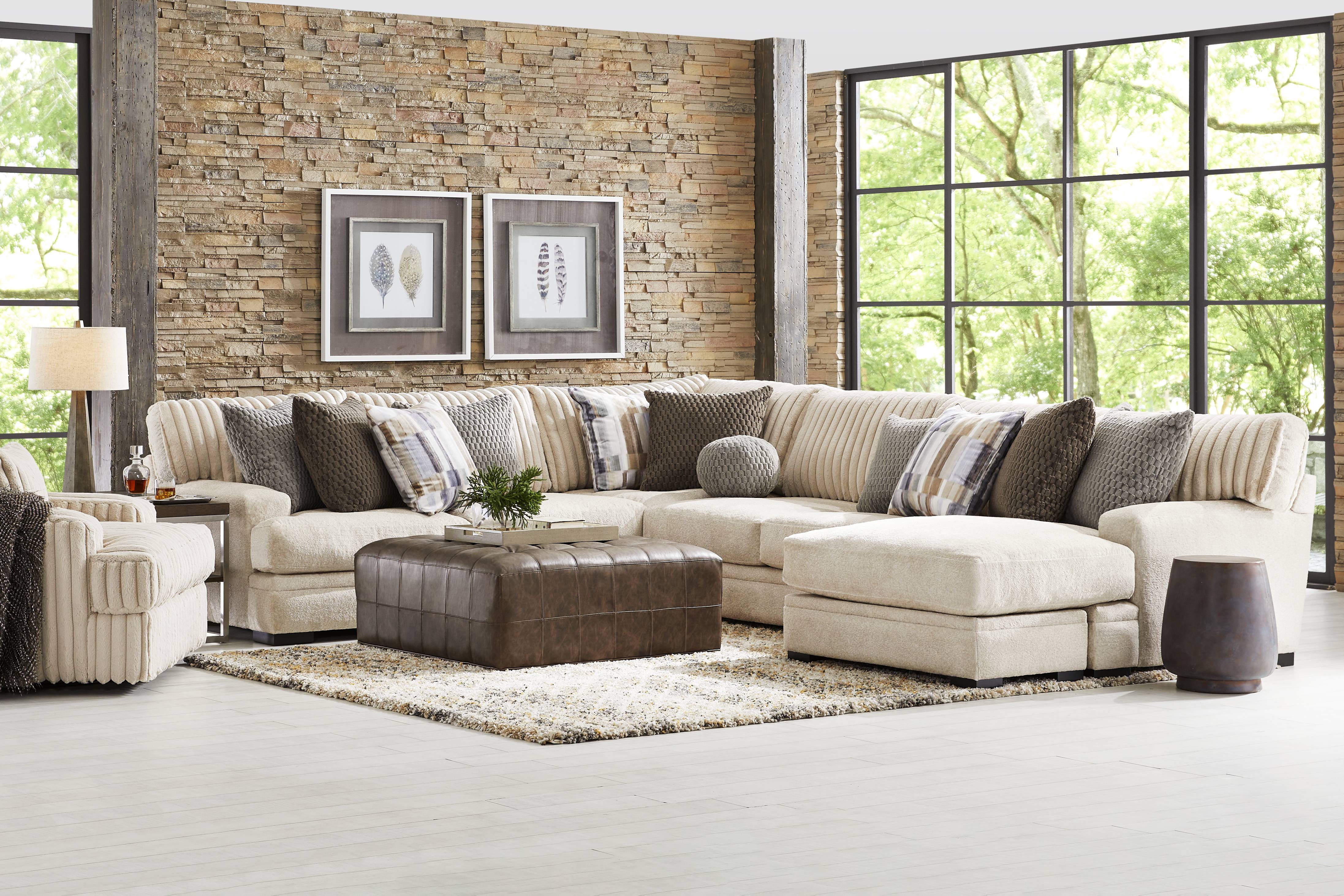 Hudson Street Beige 4 Pc Sectional - Thumbnail - Image 2