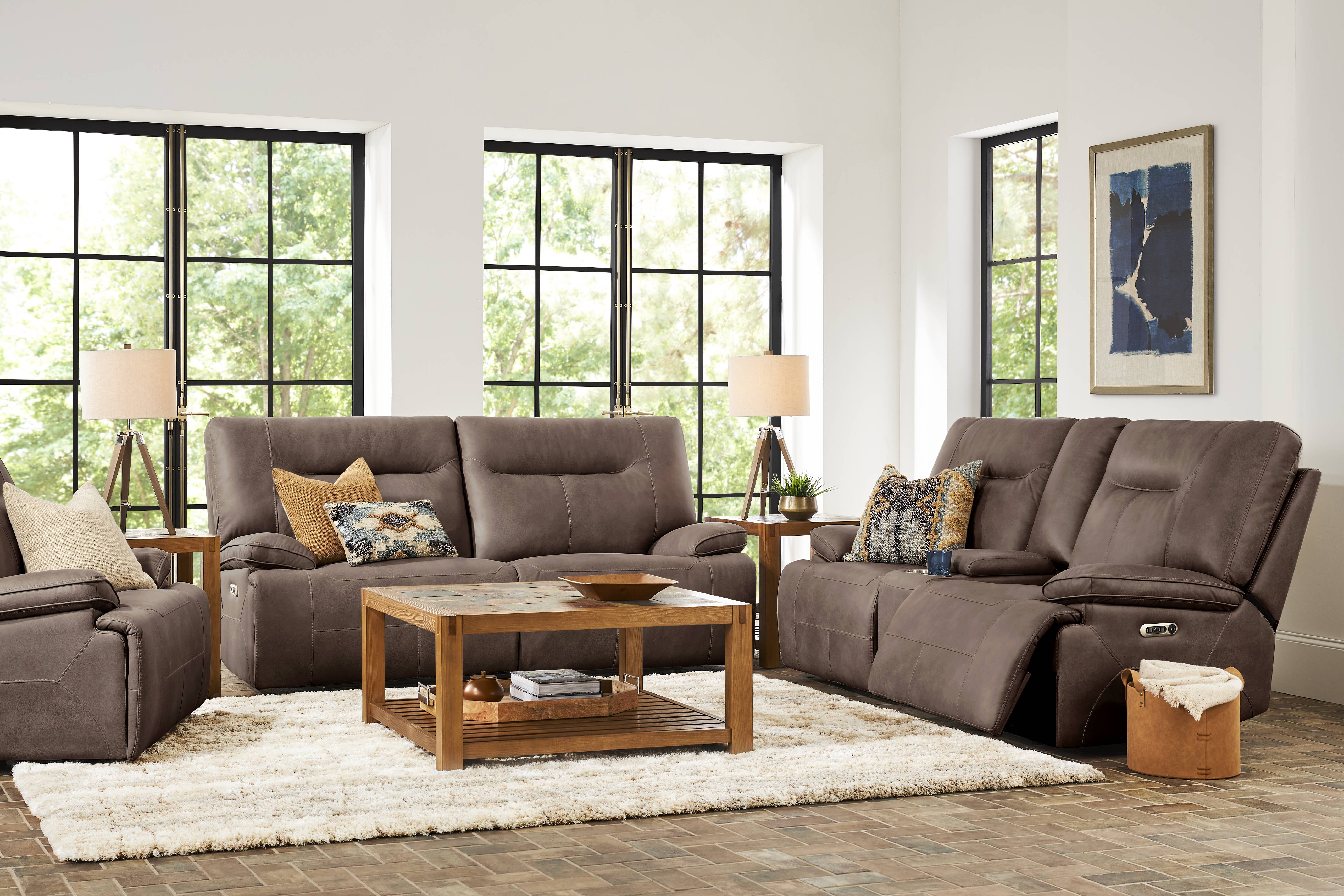 Barton Brown 7 Pc Dual Power Reclining Living Room - Thumbnail - Image 1