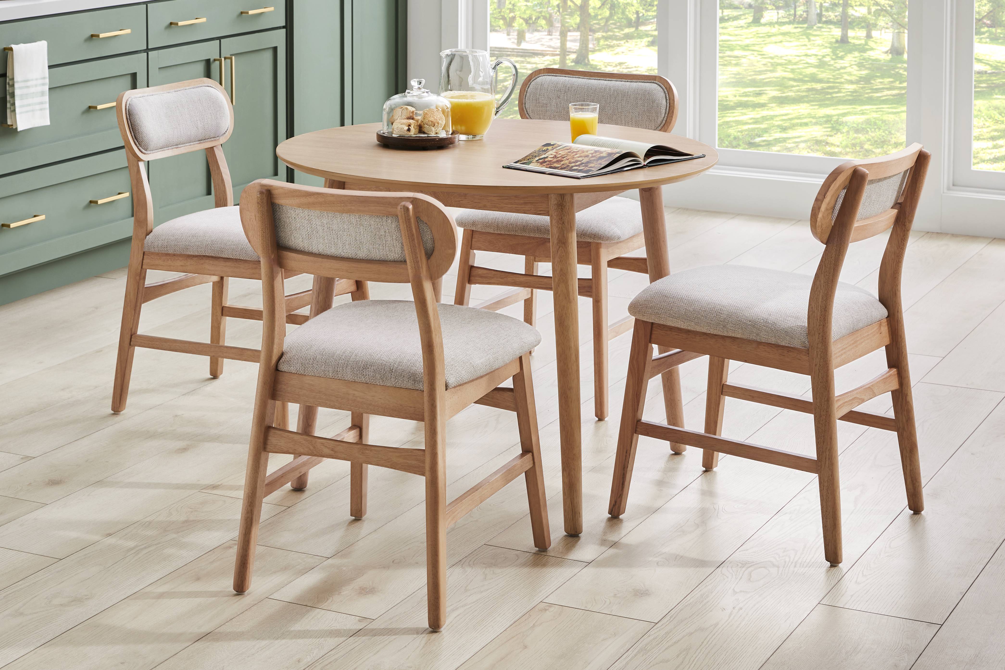 Watertown Natural 5 Pc Round Dining Room with Upholstered Chairs - Thumbnail - Image 1