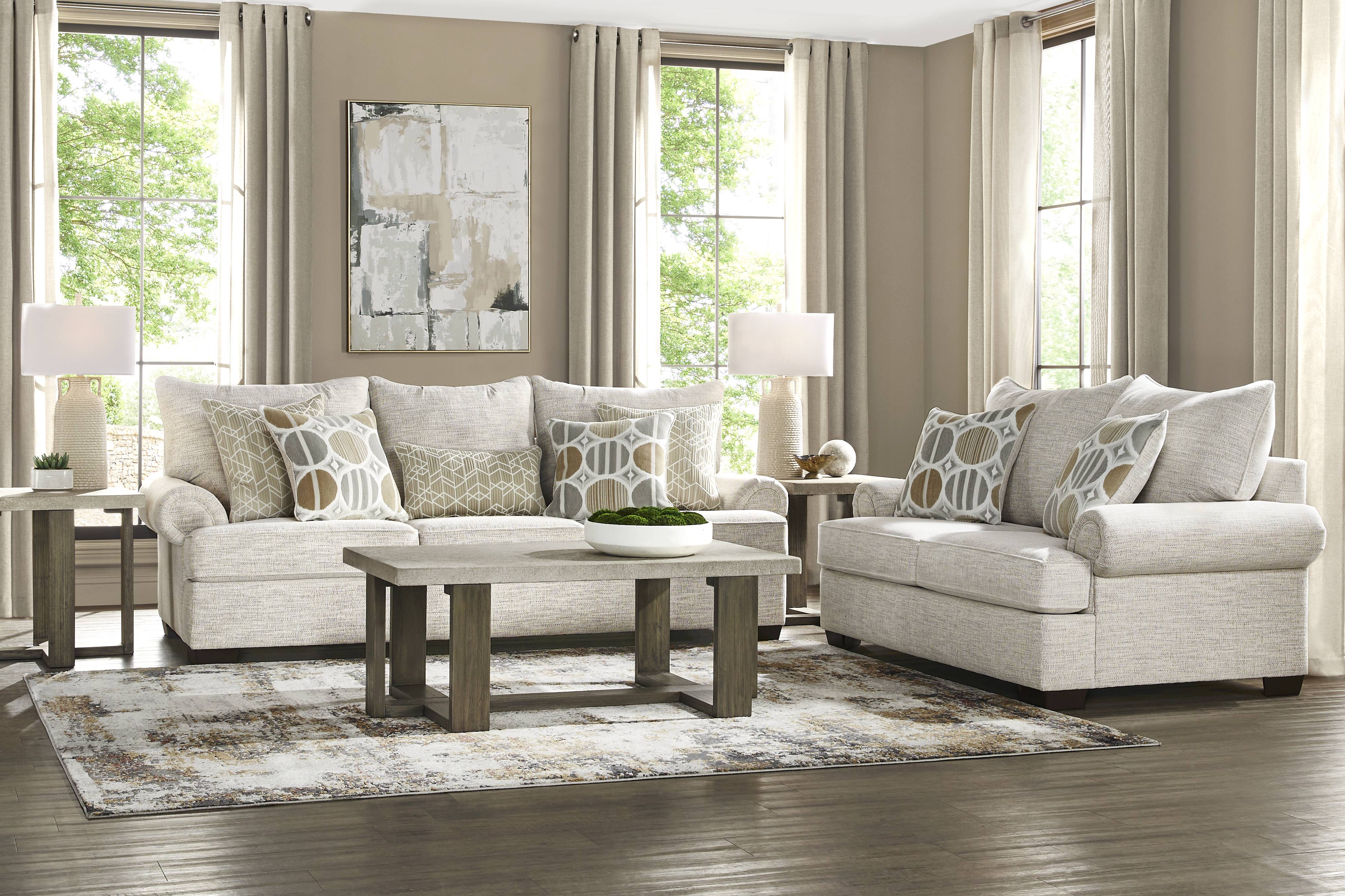 Reyna Point Ivory 7 Pc Living Room with Gel Foam Sleeper Sofa - Thumbnail - Image 1