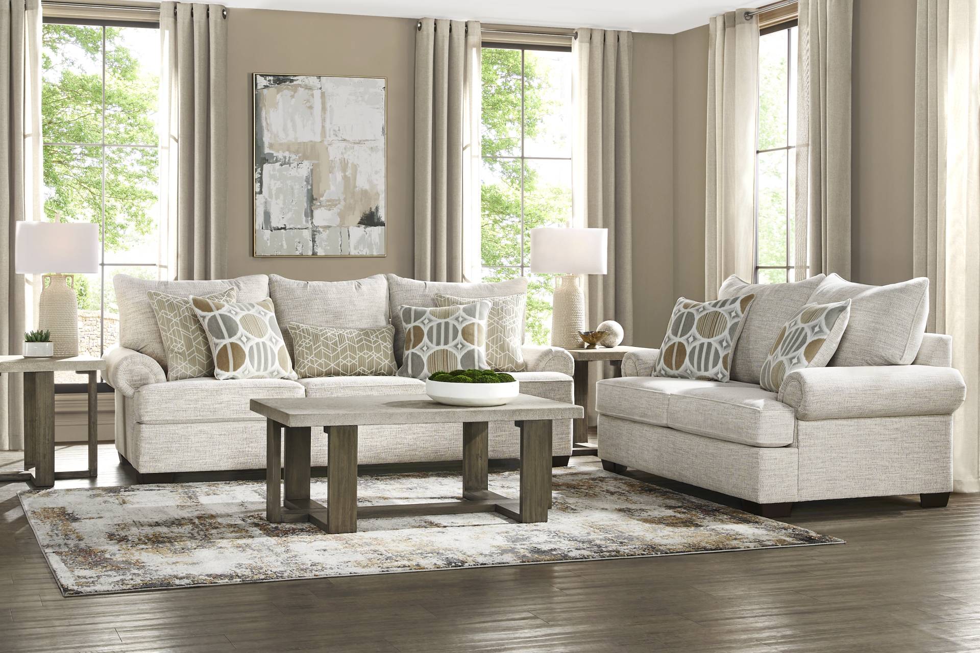 Reyna Point Ivory 5 Pc Living Room full room