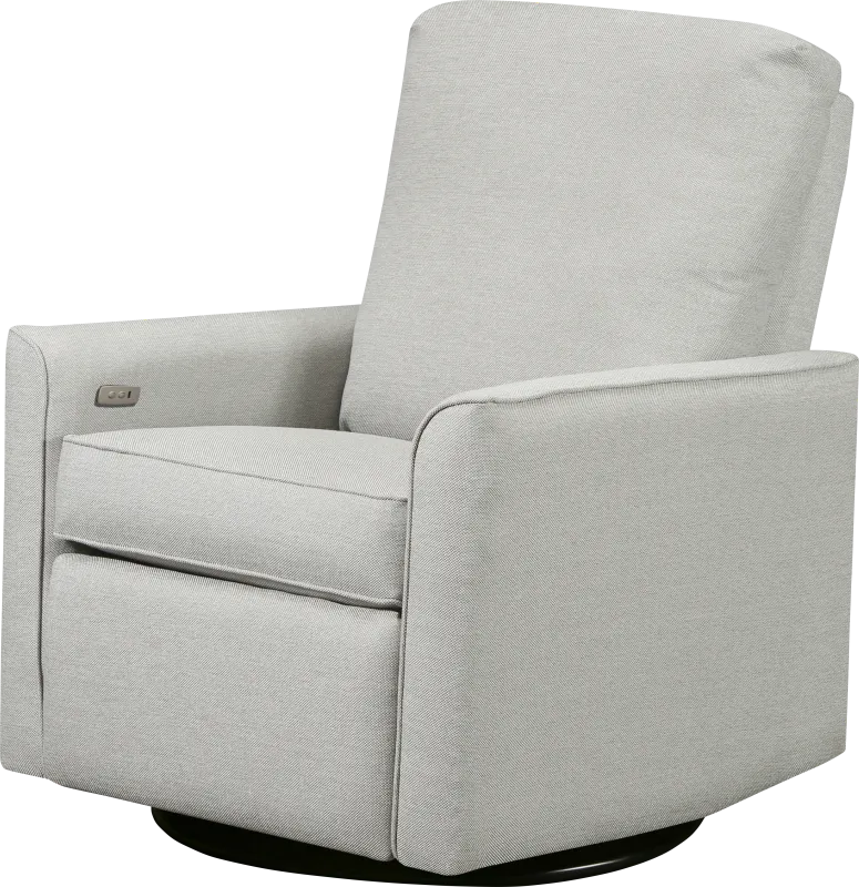 Nursery Winddon Light Gray Power Swivel Recliner