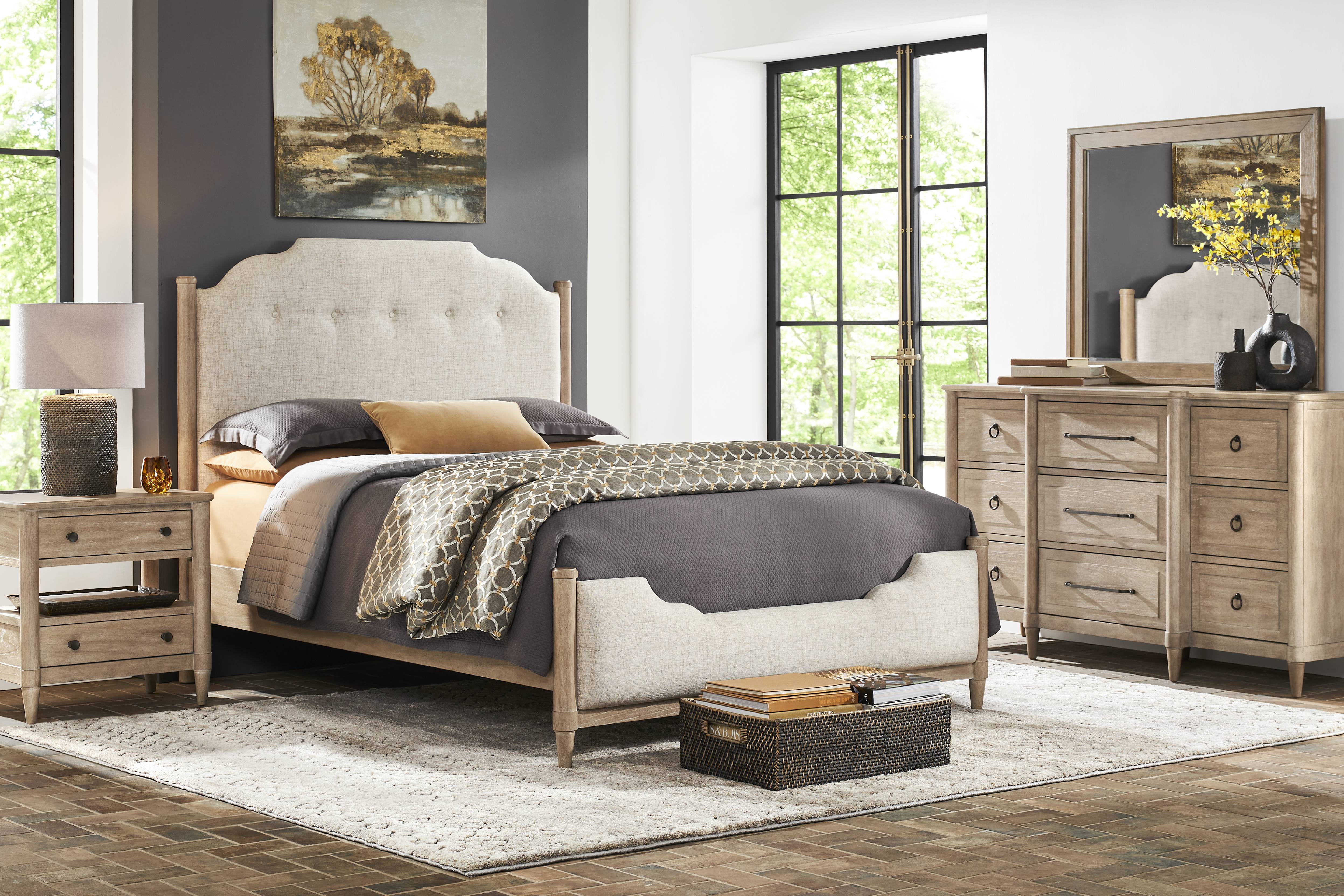 Oakwood Terrace Tan 7 Pc King Upholstered Bedroom - Thumbnail - Image 1