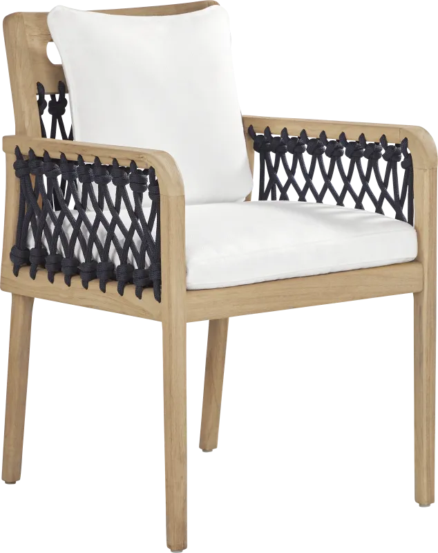Riva Blonde Outdoor Arm Chair with White Cushions