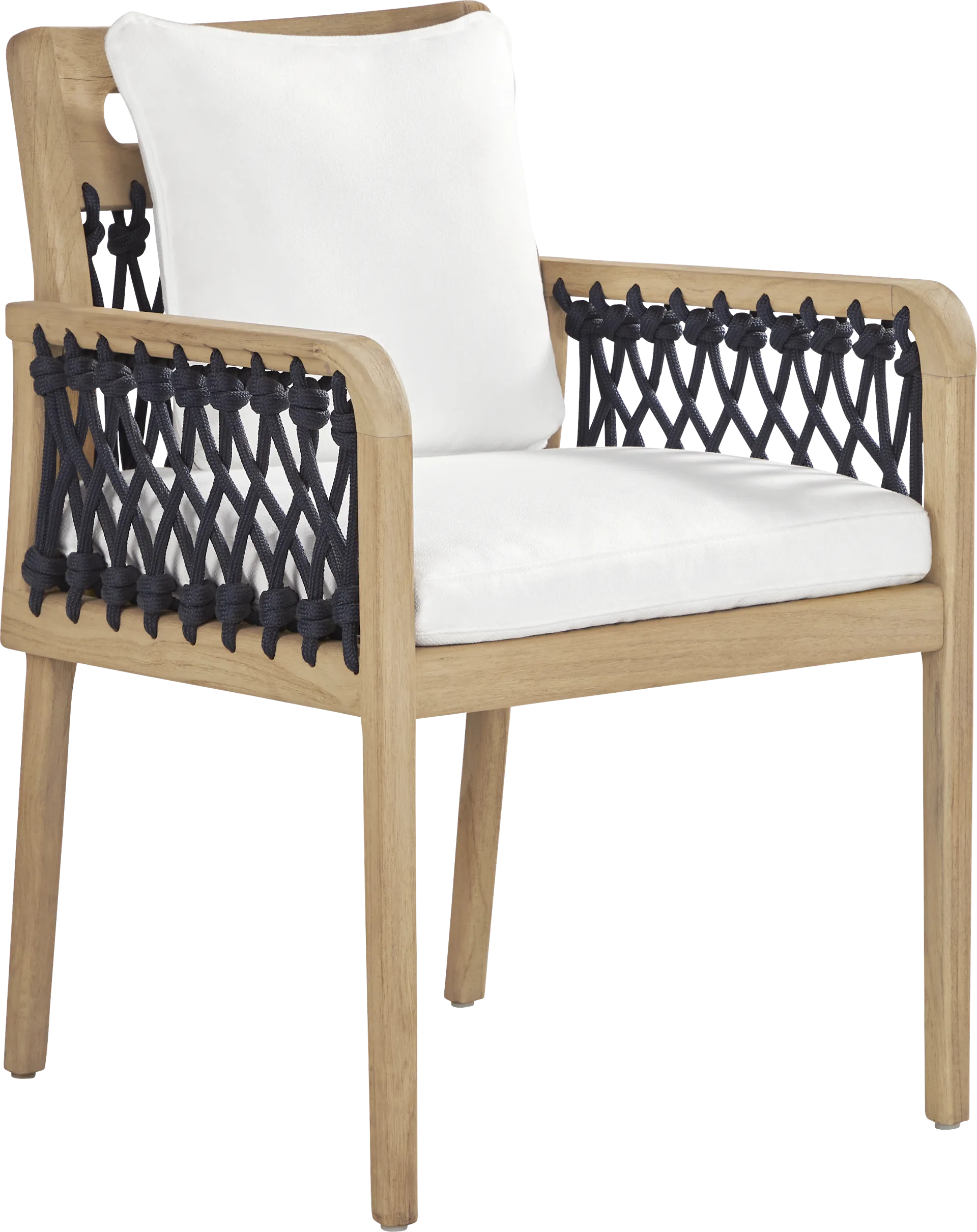 Riva Blonde 5 Pc Round Outdoor Dining Set with White Cushions - Image 3