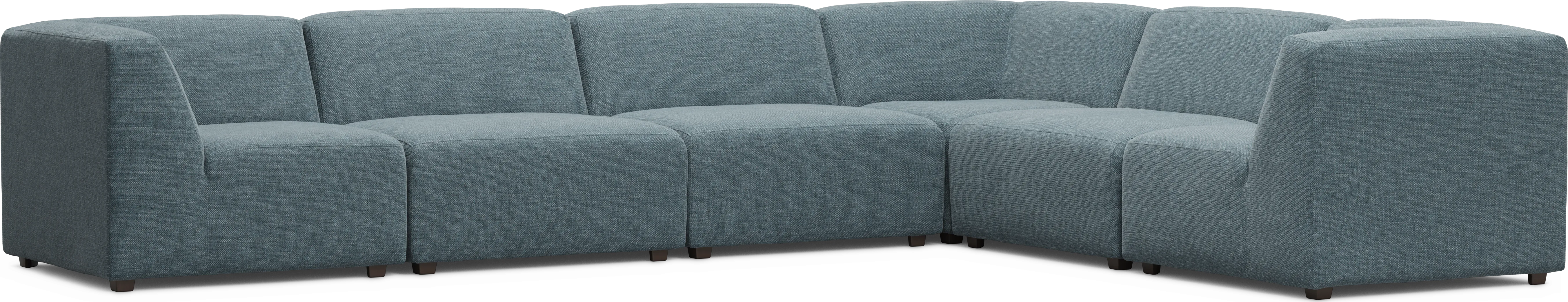 Calay 6 Pc Outdoor Sectional with Teal Slipcovers - Thumbnail - Image 1
