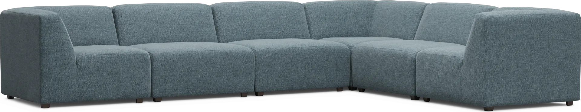 Calay 6 Pc Outdoor Sectional with Teal Slipcovers - Image 2