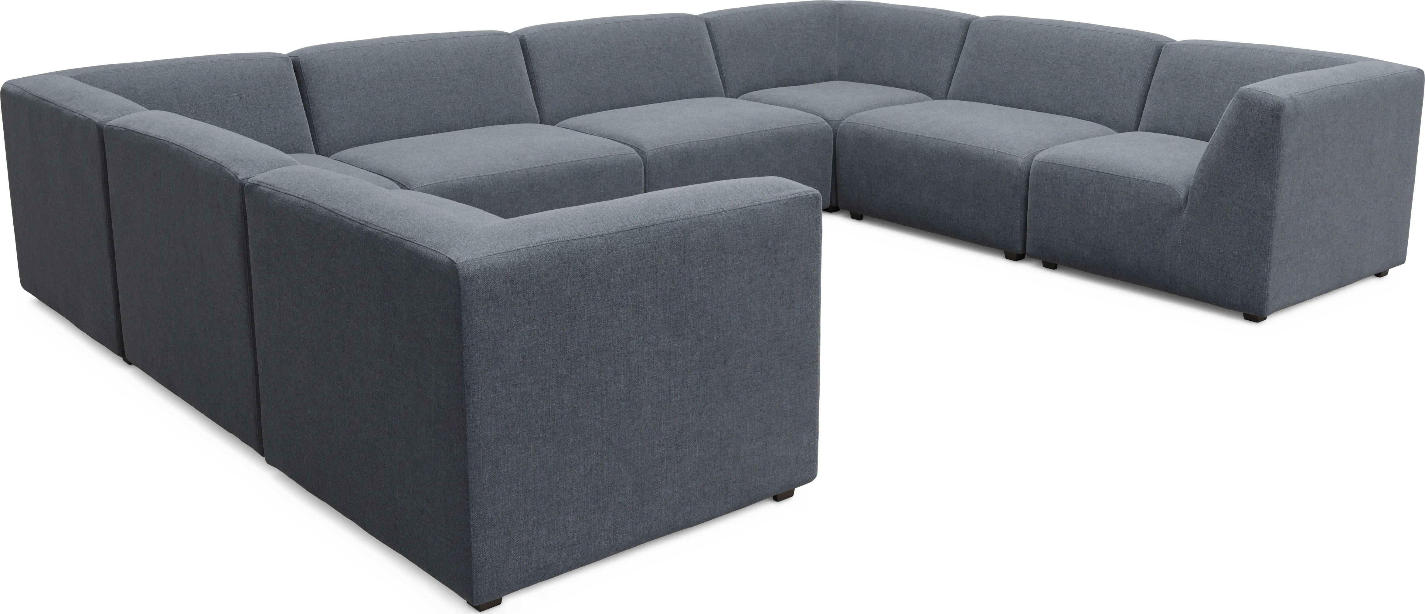 Calay 8 Pc Outdoor Sectional with Denim Slipcovers - Thumbnail - Image 1