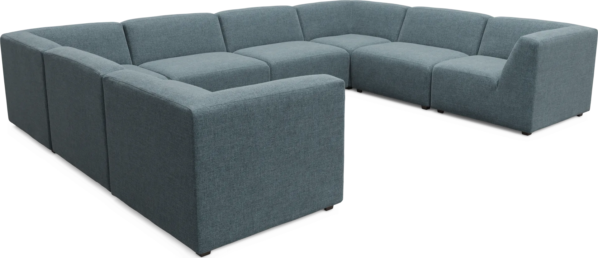 Calay 8 Pc Outdoor Sectional with Teal Slipcovers - Image 2