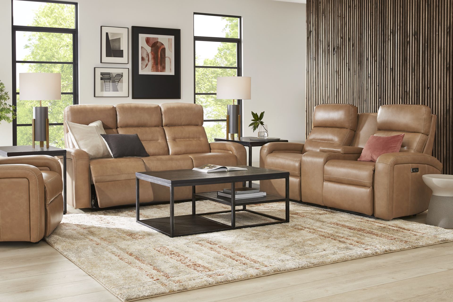 Sierra Madre Saddle Leather Dual Power Reclining Console Loveseat - Image 2