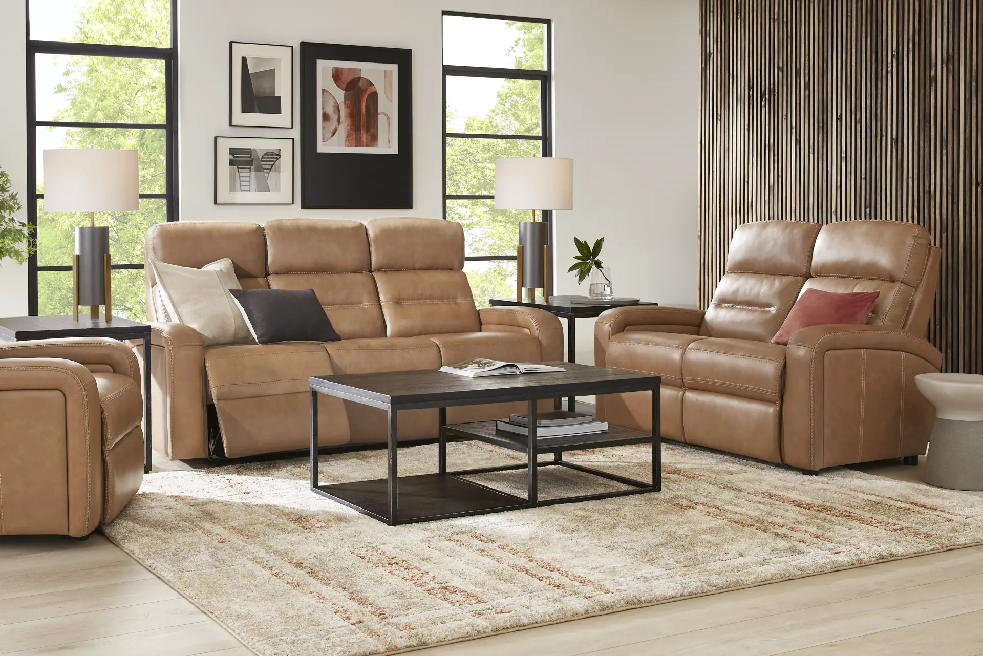 Sierra Madre Saddle Leather 6 Pc Living Room with Reclining Sofa