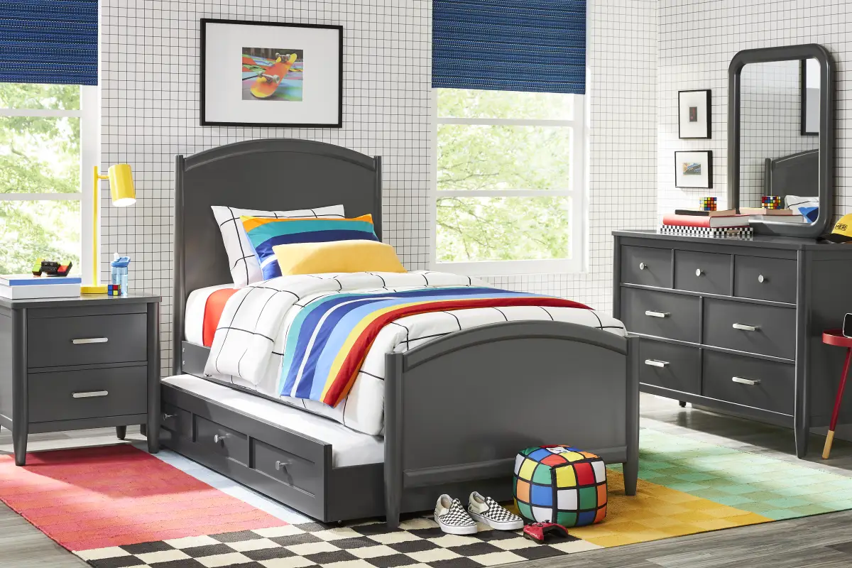 Kids Modern Colors Iron Ore Twin Panel Bedroom