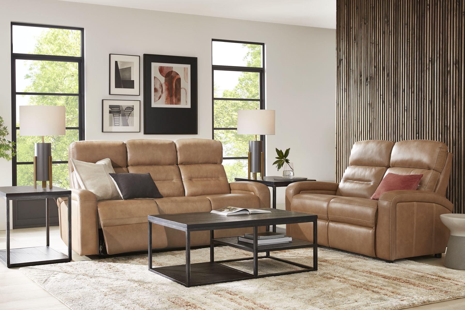 Sierra Madre Saddle Leather 7 Pc Living Room with Reclining Sofa - Image 1