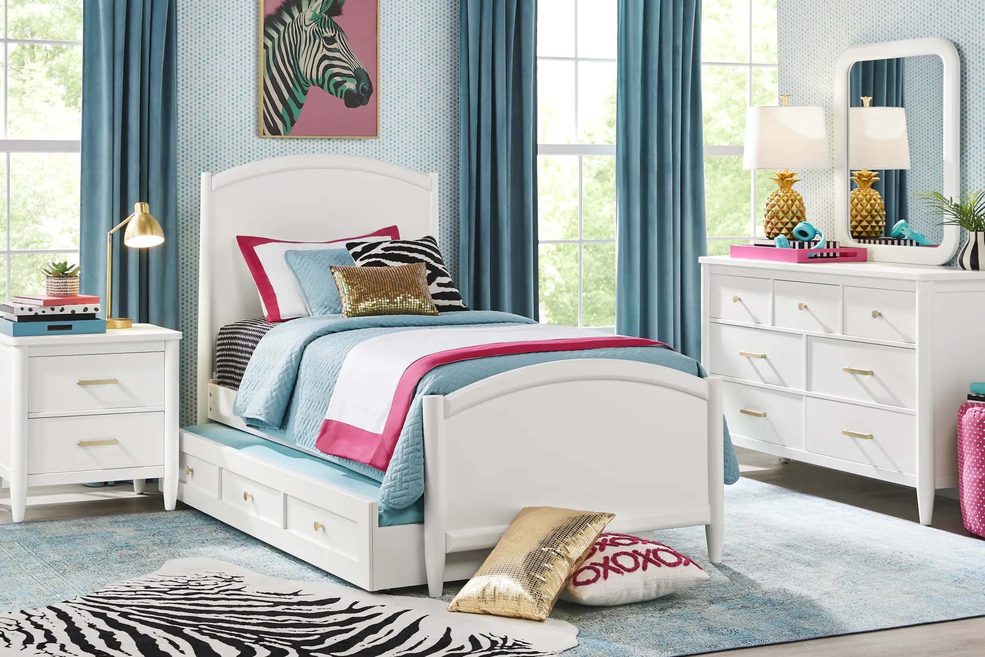 Kids Modern Colors White Twin XL Panel Bed - Image 1