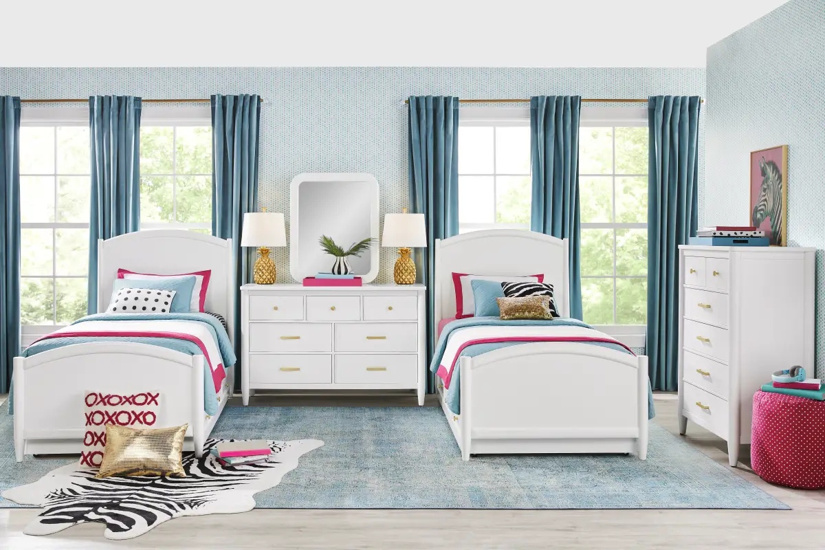 Kids Modern Colors White Twin Panel Bedroom