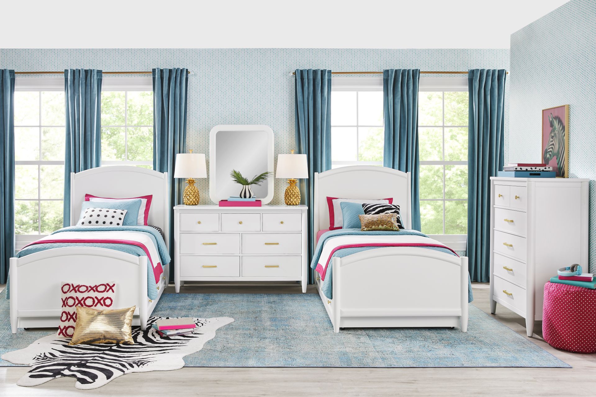 Kids Modern Colors White Twin Panel Bedroom - Image 1