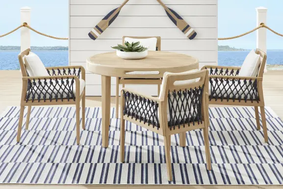 Riva Blonde Outdoor Arm Chair with White Cushions